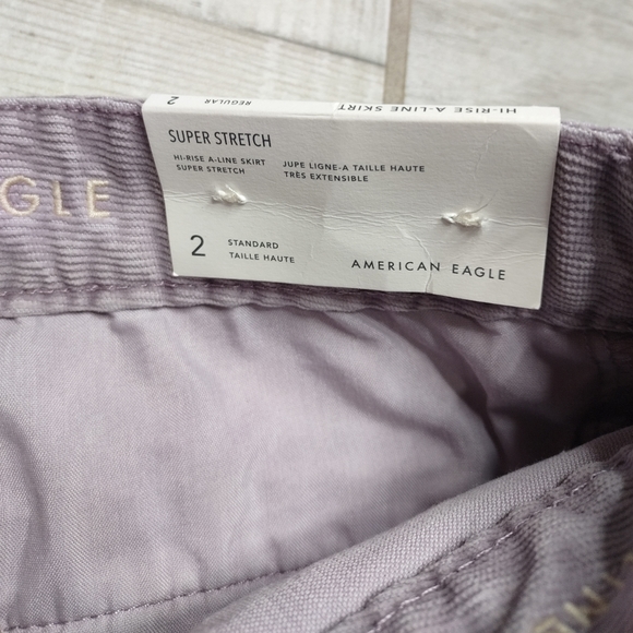 American Eagle Hi-Rise A-Line Skirt Lavender Corduroy Mini - Picture 6 of 9